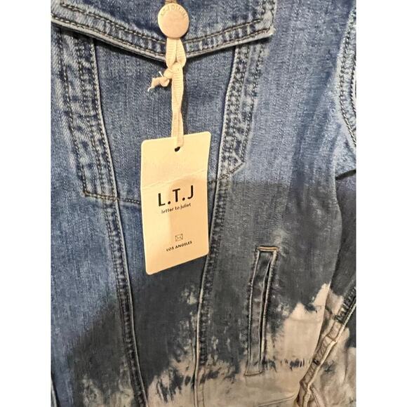 L.T.J Letter to Juliet Dip Dyed Blue Denim Jean Jacket Size Small NWT - Picture 4 of 7